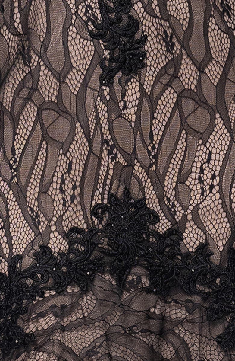 Blondie Nites Sequin Embroidered Trumpet Gown, Alternate, color, Black/ Nude