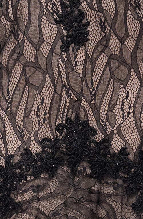 Blondie Nites Sequin Embroidered Trumpet Gown In Black/nude