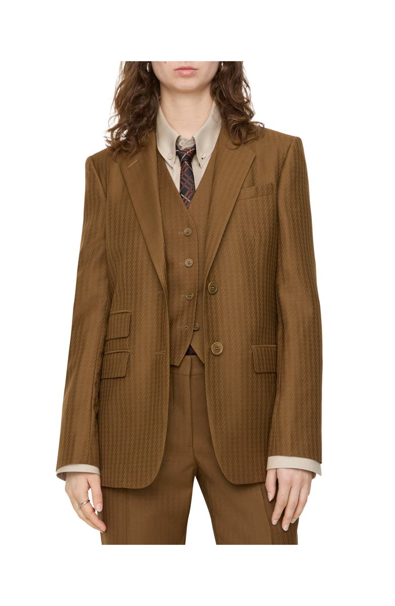 Burberry Wool Mohair Tailored Jacket, Main, color, Hazelnut Brown