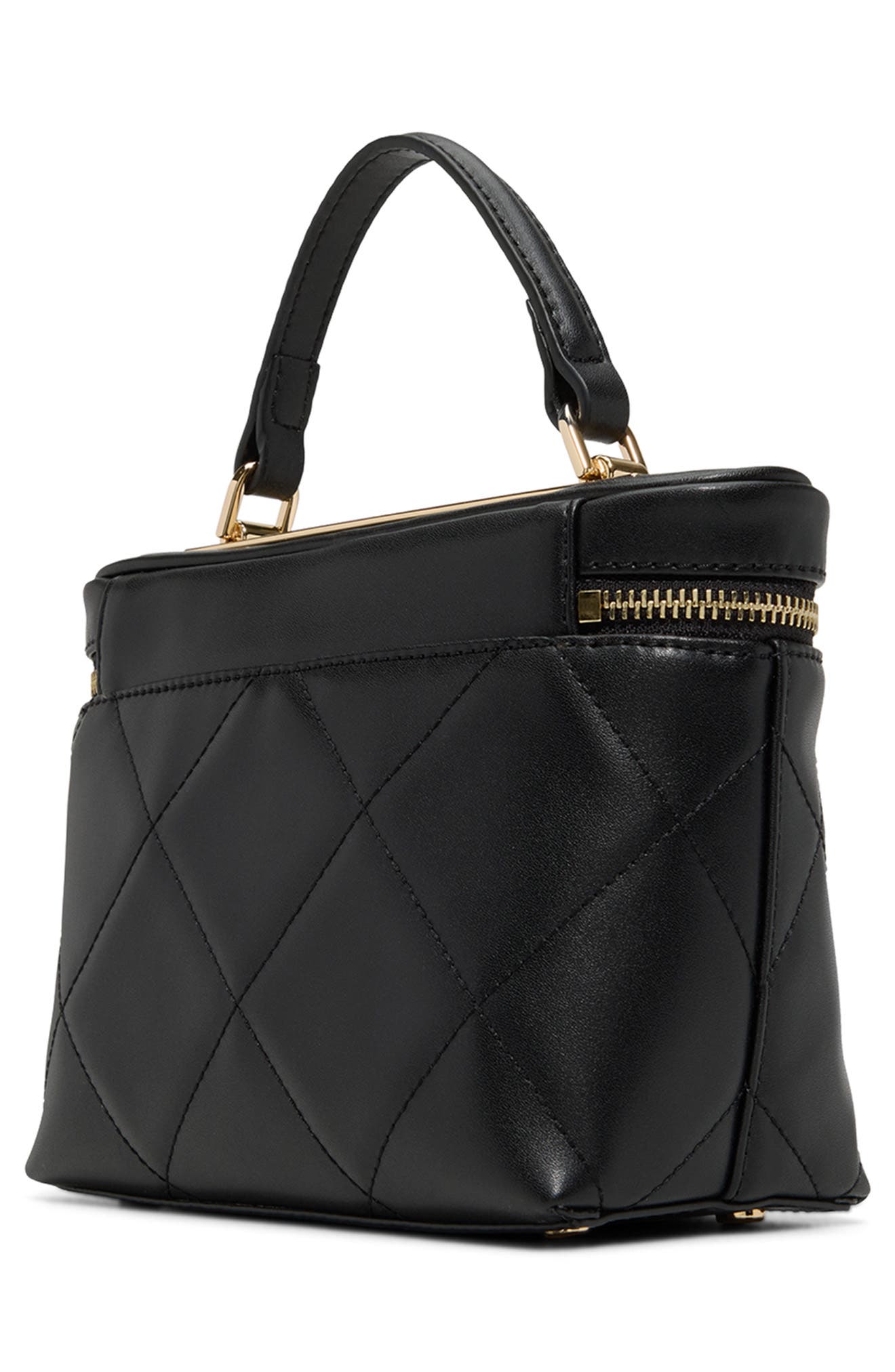 Tia Train Case Crossbody Bag, Alternate, color, BLACK SYNTHETIC SMOOTH