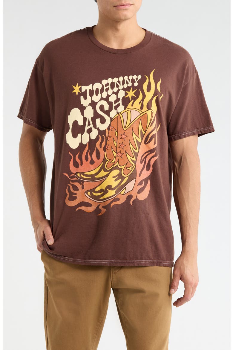 Johnny Cash Boots Graphic T-Shirt, Main, color, BROWN PIGMENT DYE