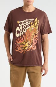 Merch Traffic Johnny Cash Boots Graphic T-Shirt