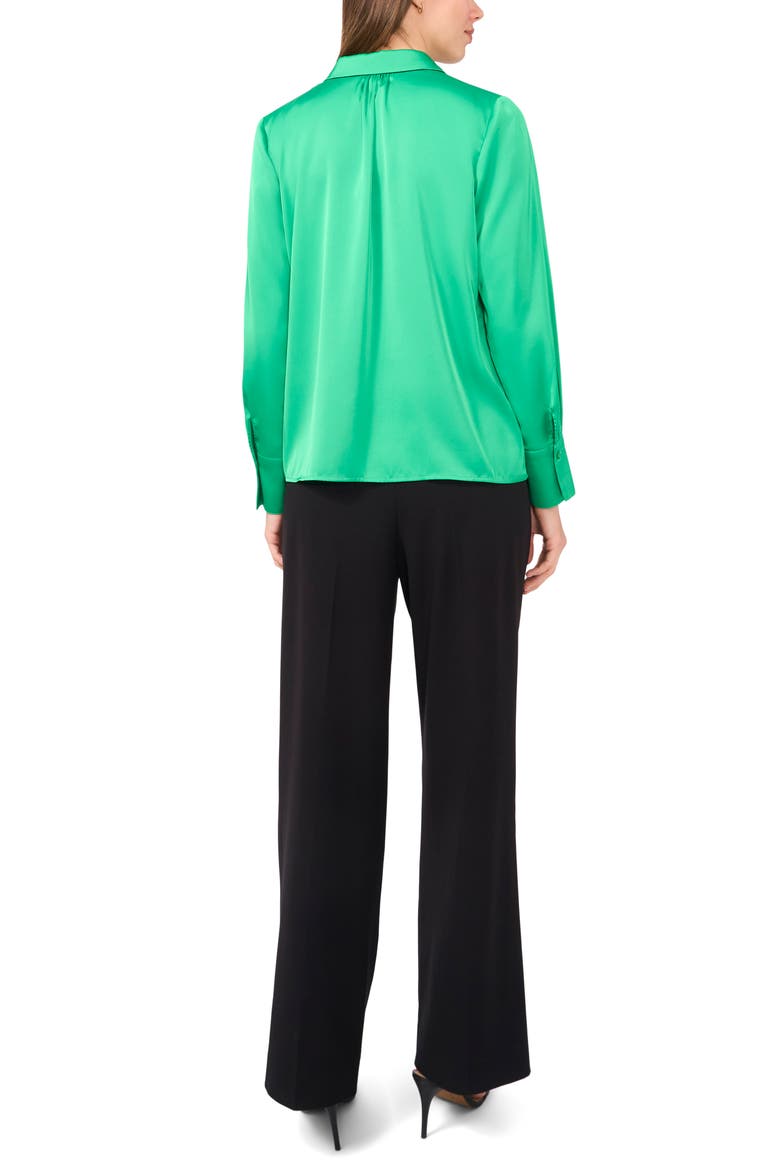 Satin Button-Up Shirt, Alternate, color, VIVID GREEN