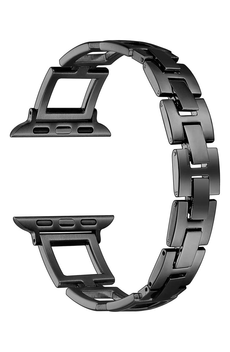 The Posh Tech Journey Stainless Steel Apple Watch<sup>®</sup> Watchband, Alternate, color, Black