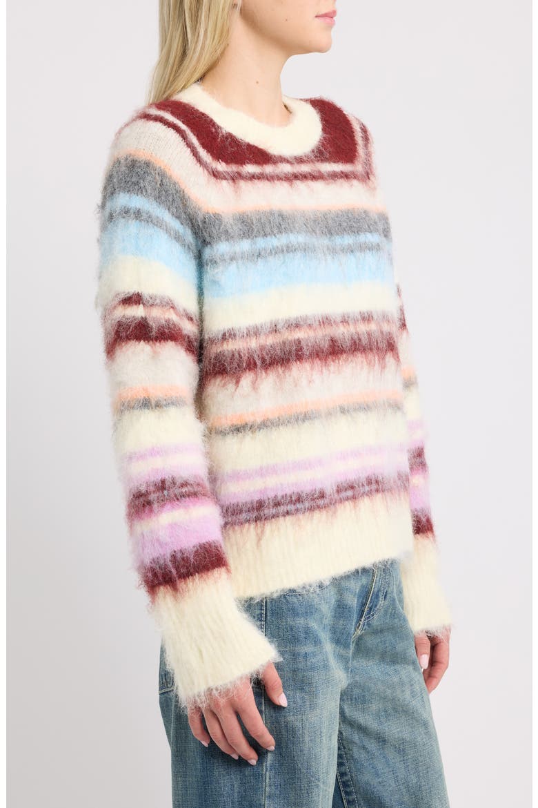 Stripe Brushed Crewneck Sweater, Alternate, color, RED STRIPE