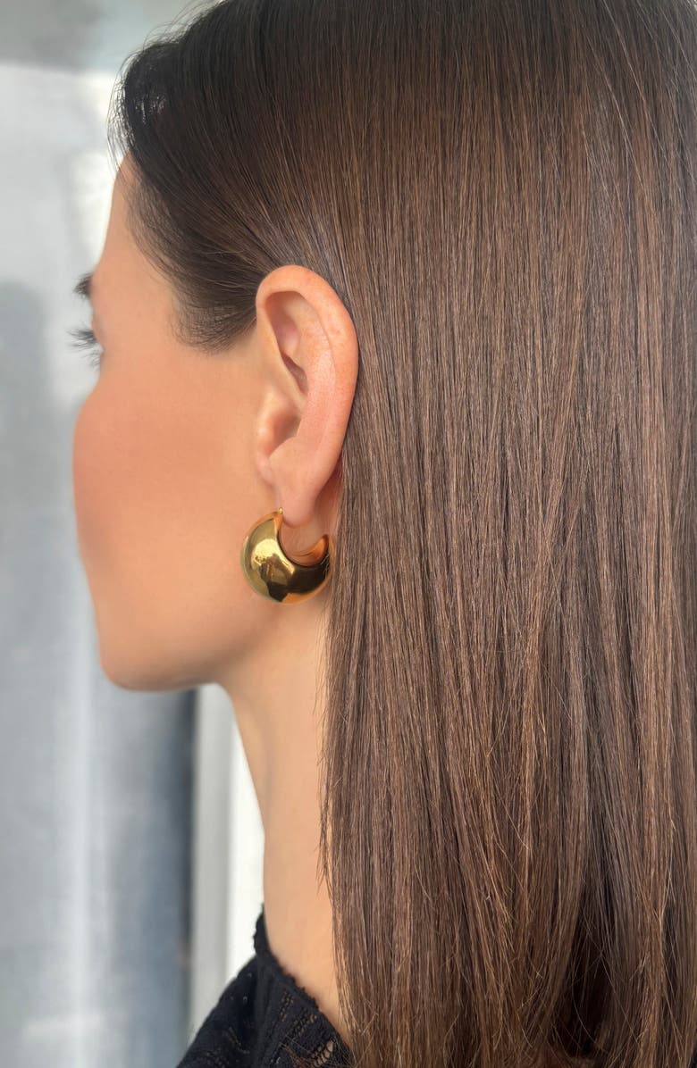 Adornia Domed Huggie Hoop Earrings, Alternate, color, Gold