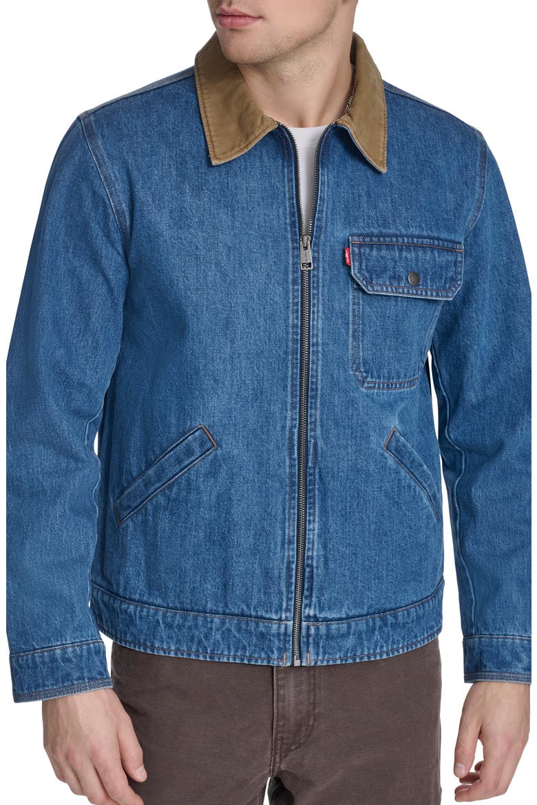 Lightweight Cotton Twill Utility Jacket, Main, color, MEDIUM WASH DEN