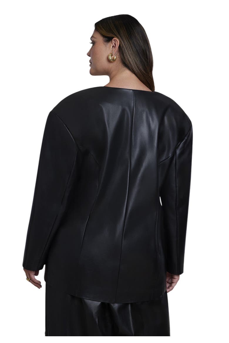 Button Detail Faux Leather Jacket (plus), Alternate, color, BLACK ONYX