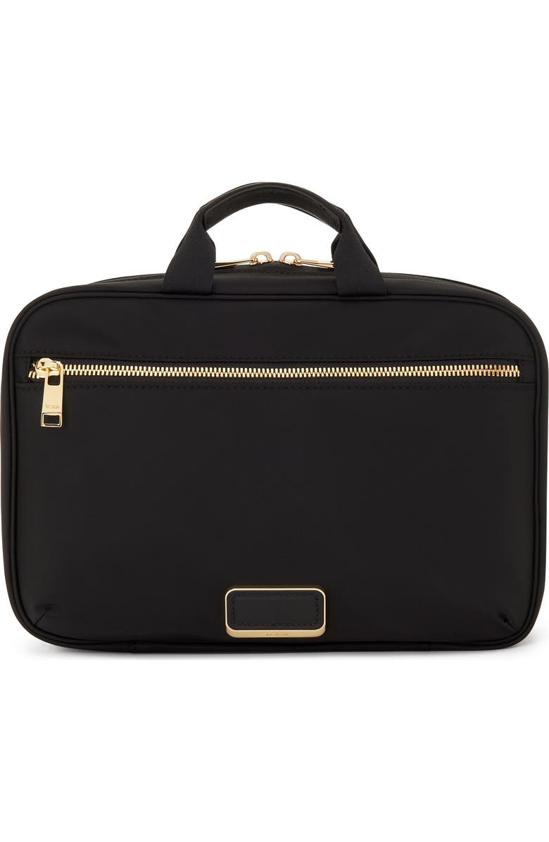 TUMI Madeline Nylon Cosmetics Bag, Main, color, Black/ Gold