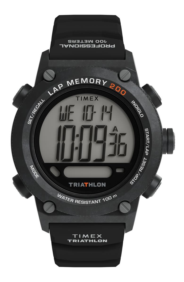 Timex<sup>®</sup> Triathalon Digital 200-Lap Silicone Strap Watch, 44mm, Main, color, Digital