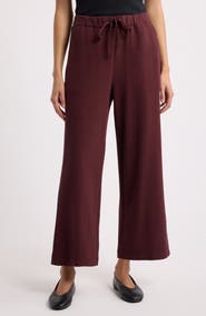 Eileen Fisher Organic Cotton Blend Ankle Wide Leg Drawstring Pants