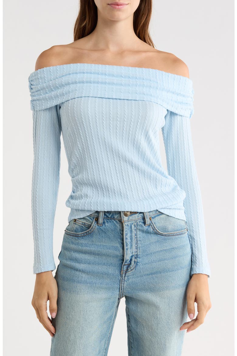 Ruched Off Shoulder Top, Main, color, BALLAD BLUE