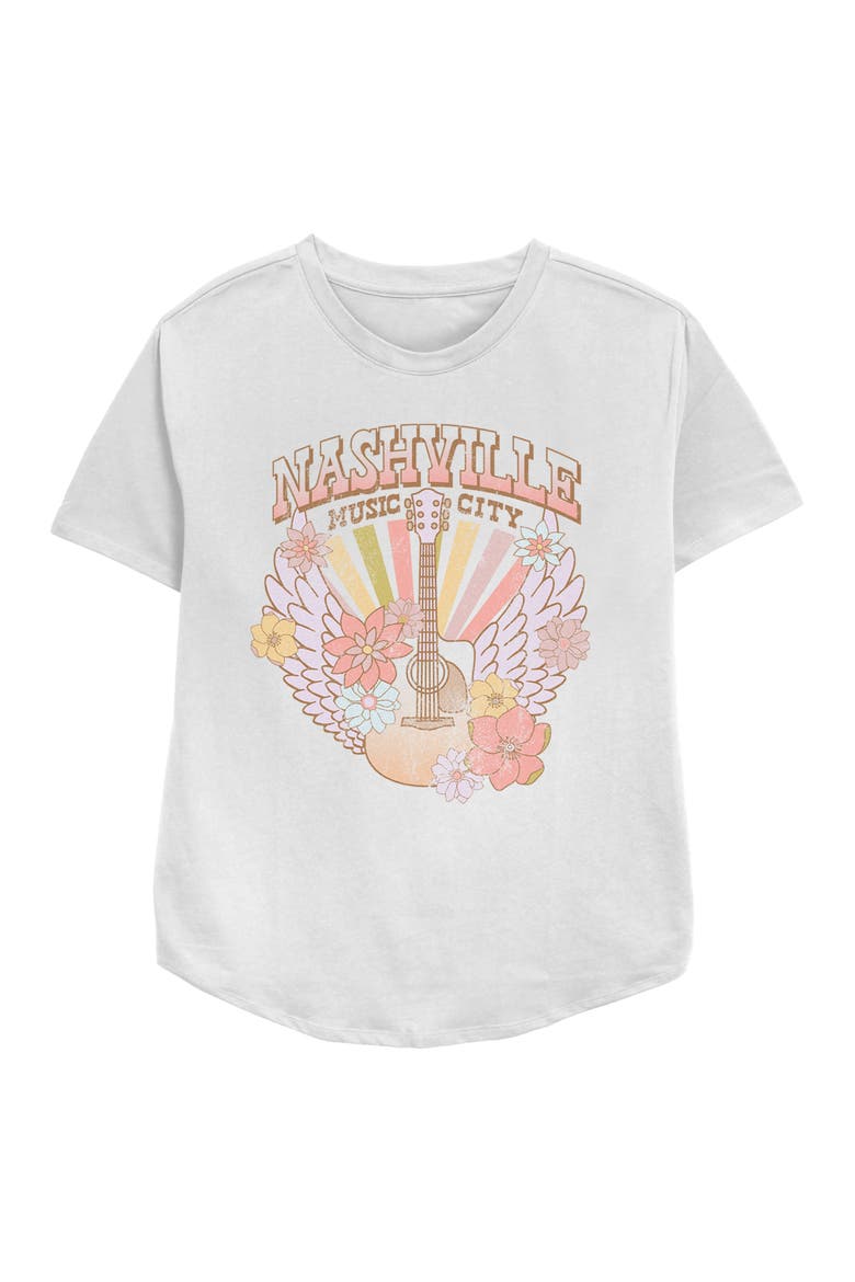 Women's Lost Gods Distressed Nashville Music City Graphic Tee, Main, color, White