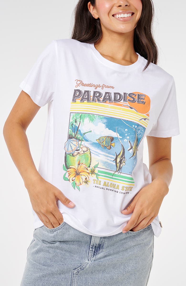 Rip Curl Paradise Standard Graphic T-Shirt, Main, color, Optical White