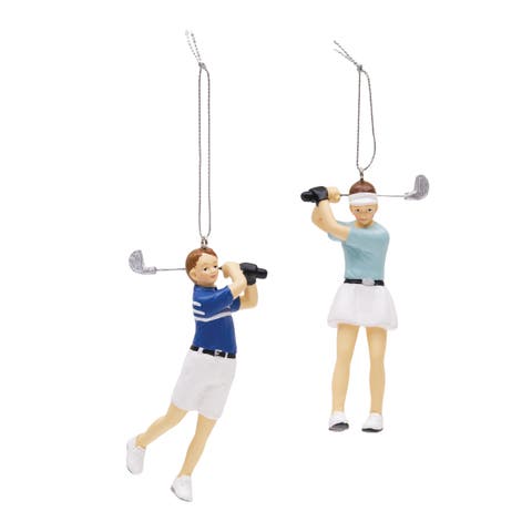 Golfer Ornaments Set of 2