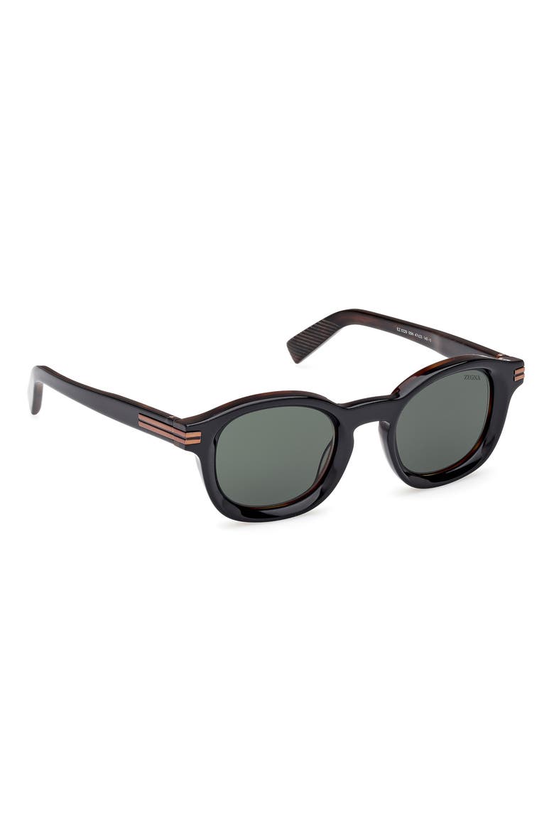 47mm Round Sunglasses, Alternate, color, SHINY TRANSPARENT BLACK