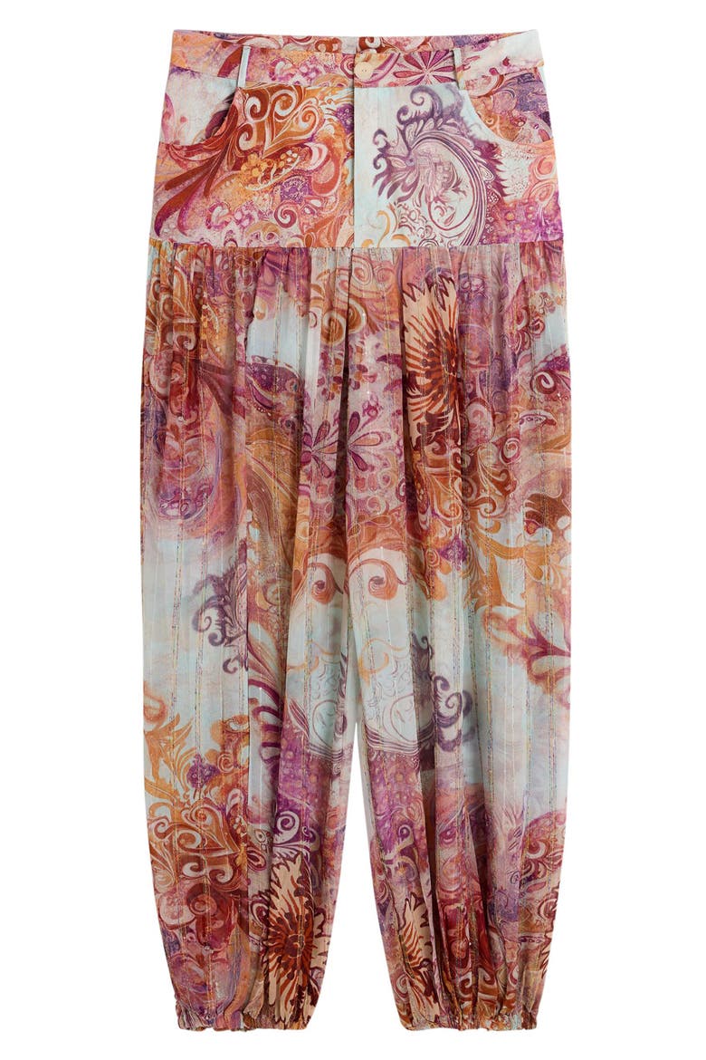 Print Balloon Pants, Alternate, color, BURGUNDY