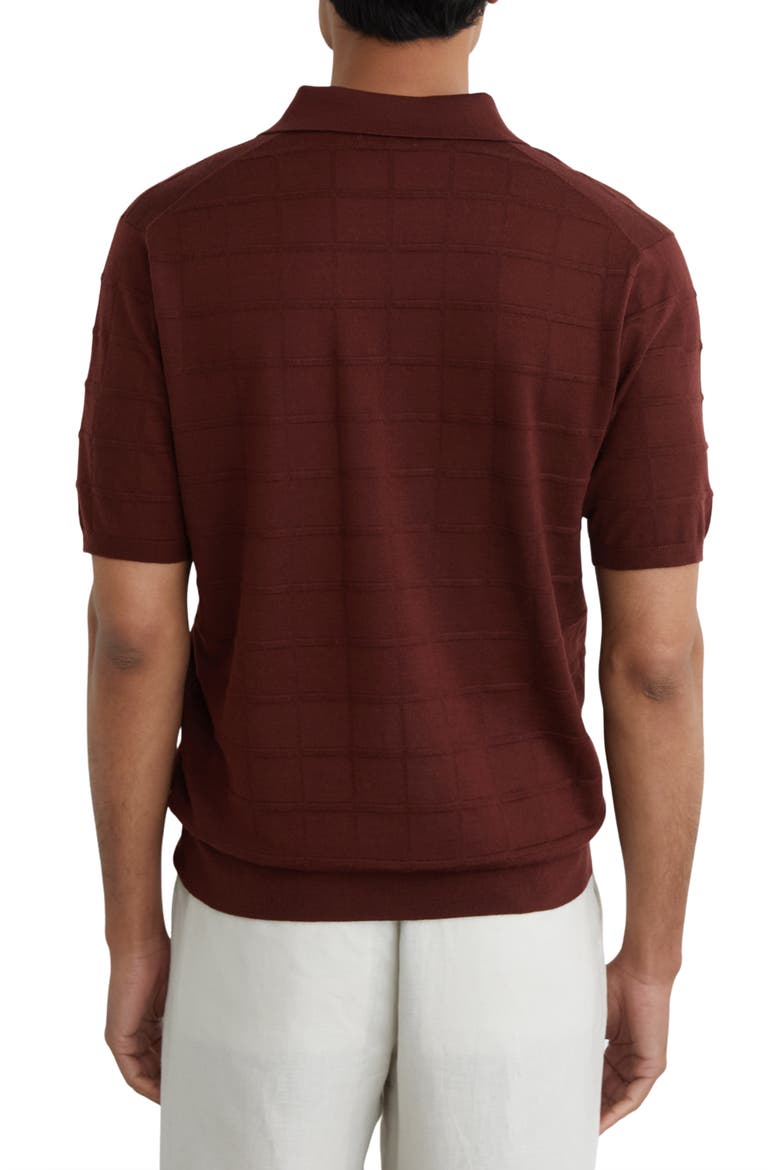 Serval Check Texture Polo Sweater, Alternate, color, BORDEAUX