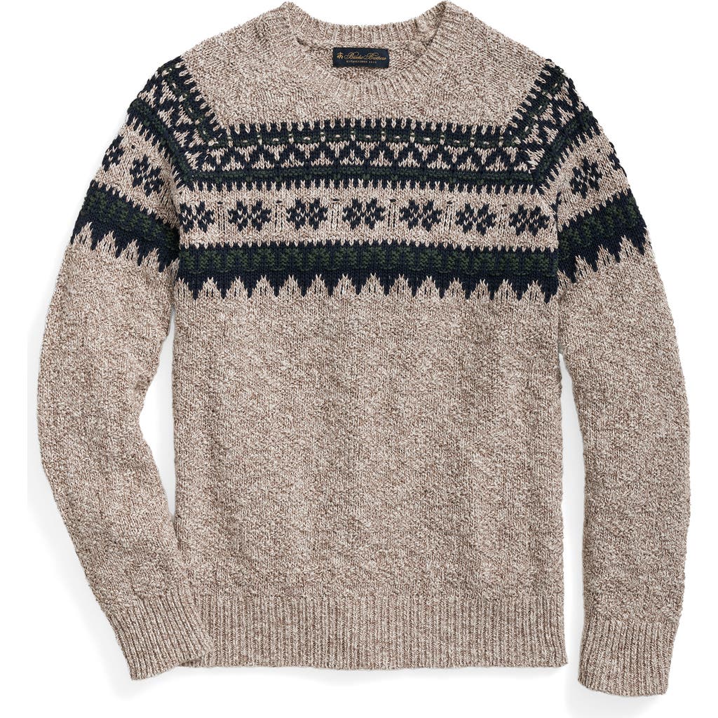 Brooks Brothers Cotton Fair Isle Sweater In Neutral