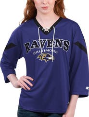 STARTER Women's Starter Purple Baltimore Ravens Rally Lace-Up 3/4 Sleeve T-Shirt