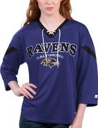 STARTER Women's Starter Purple Baltimore Ravens Rally Lace-Up 3/4 Sleeve T-Shirt