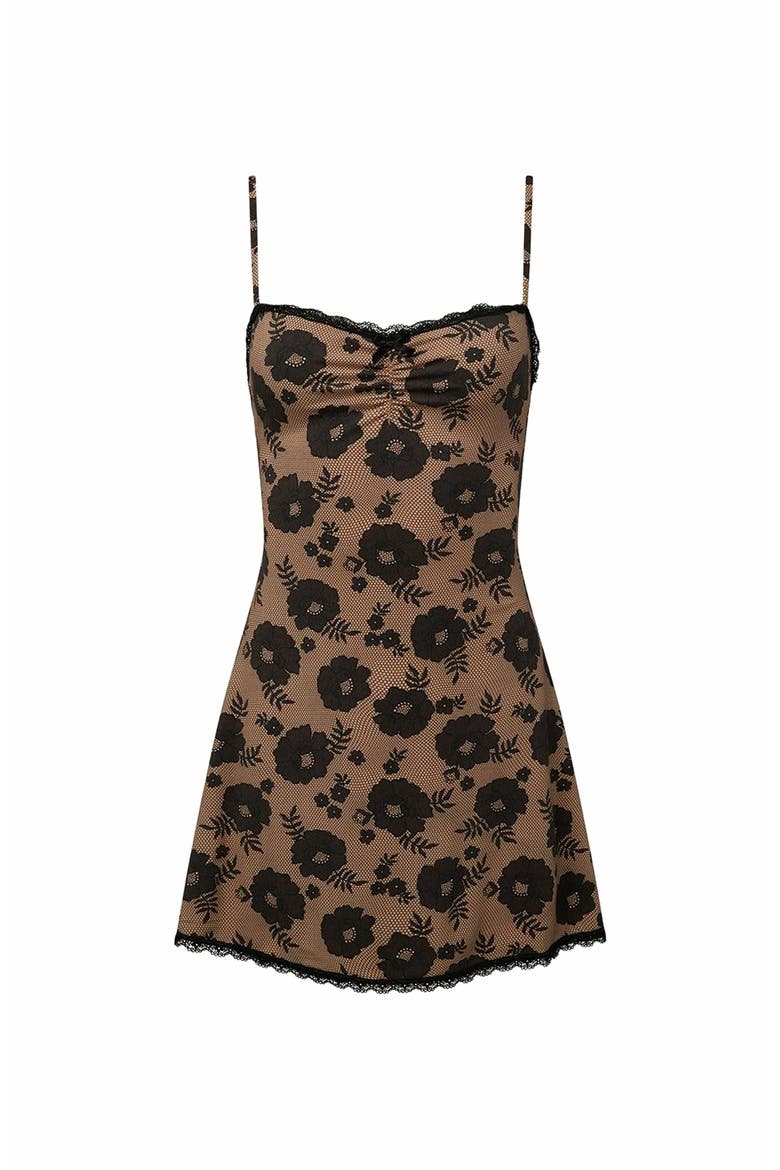 Lace Trim Slip Dress, Main, color, NUDE/BLACK
