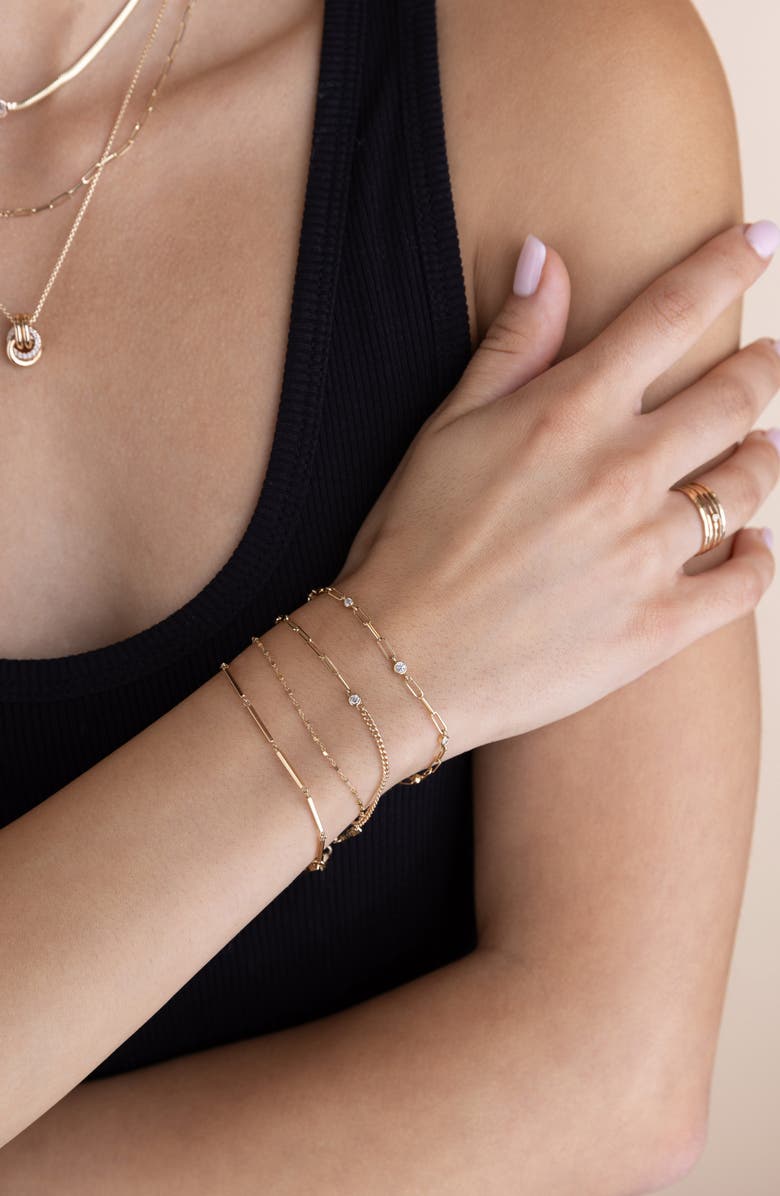 Zoë Chicco Diamond Pendant Mixed Chain Bracelet, Alternate, color,