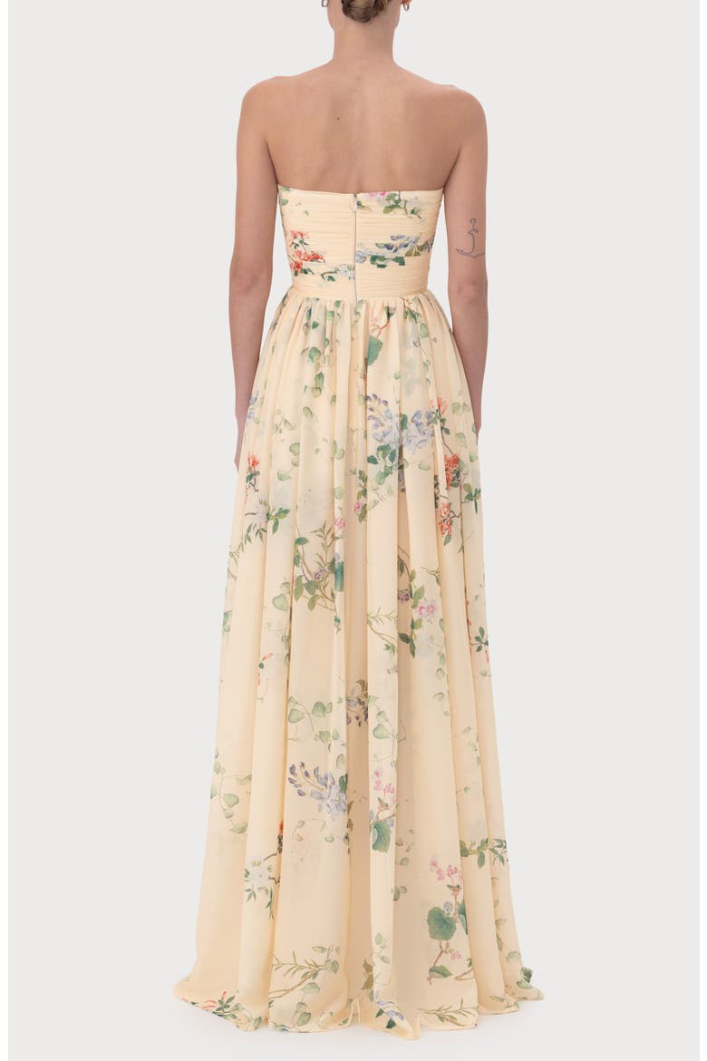 Camille Floral Strapless Gown, Alternate, color, SOFT YELLOW