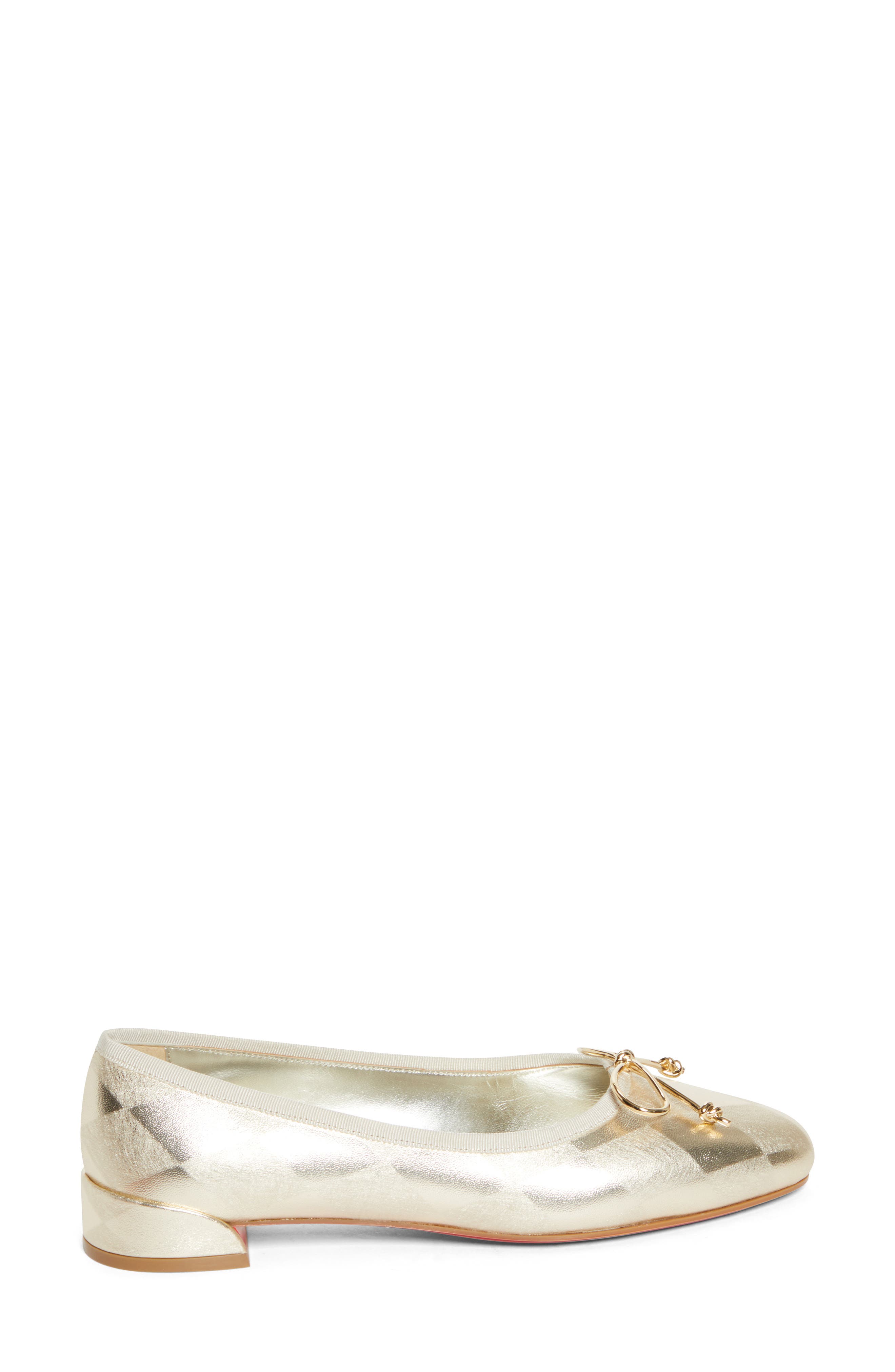Christian Louboutin Sweetie Jane Bow Ballet Flat, Alternate, color, Platino Chiaro