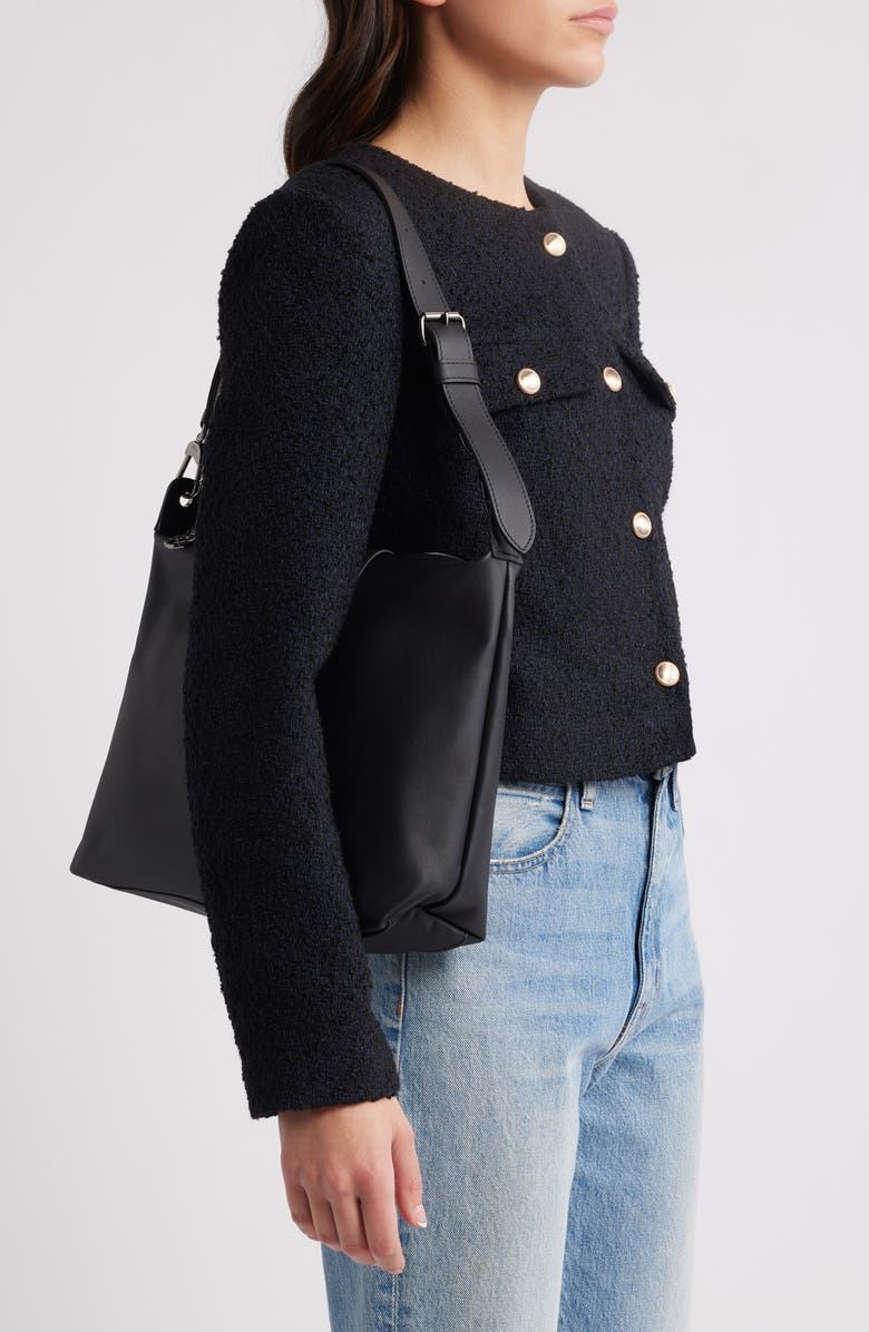 Longchamp Medium Le Pliage Xtra Leather Hobo Bag, Alternate, color, Black