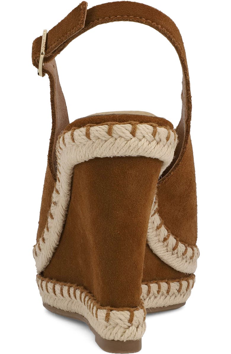 MIA Marjori Slingback Espadrille Peep Toe Platform Wedge Sandal, Alternate, color, Cognac Sue
