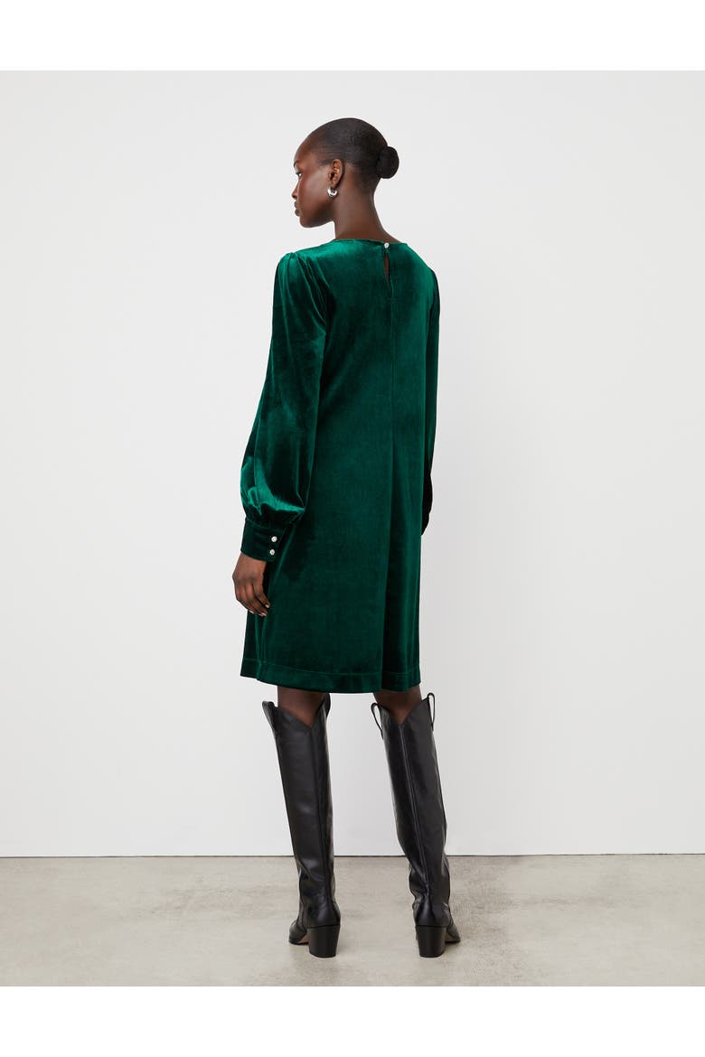 Sandrine Velvet Knee Length Dress, Alternate, color, Bottle Green