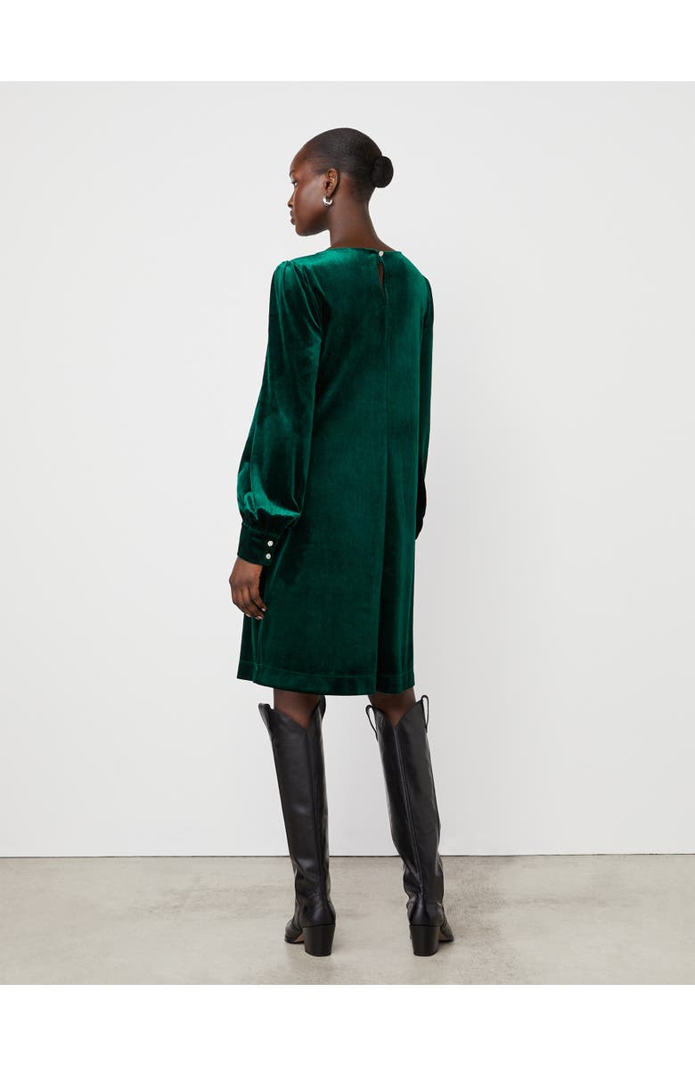 Finery London Sandrine Velvet Knee Length Dress, Alternate, color, Bottle Green