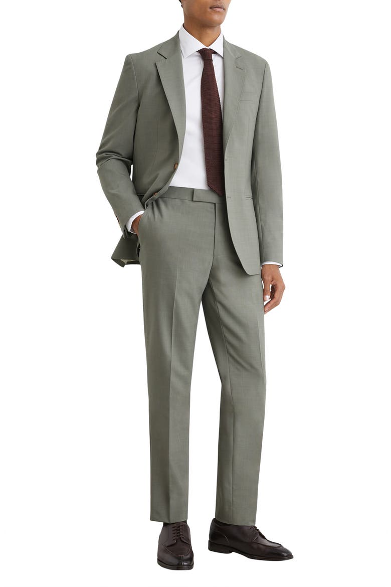 Grain Tailored Fit Wool Blend Suit Trousers, Alternate, color, SAGE GREEN