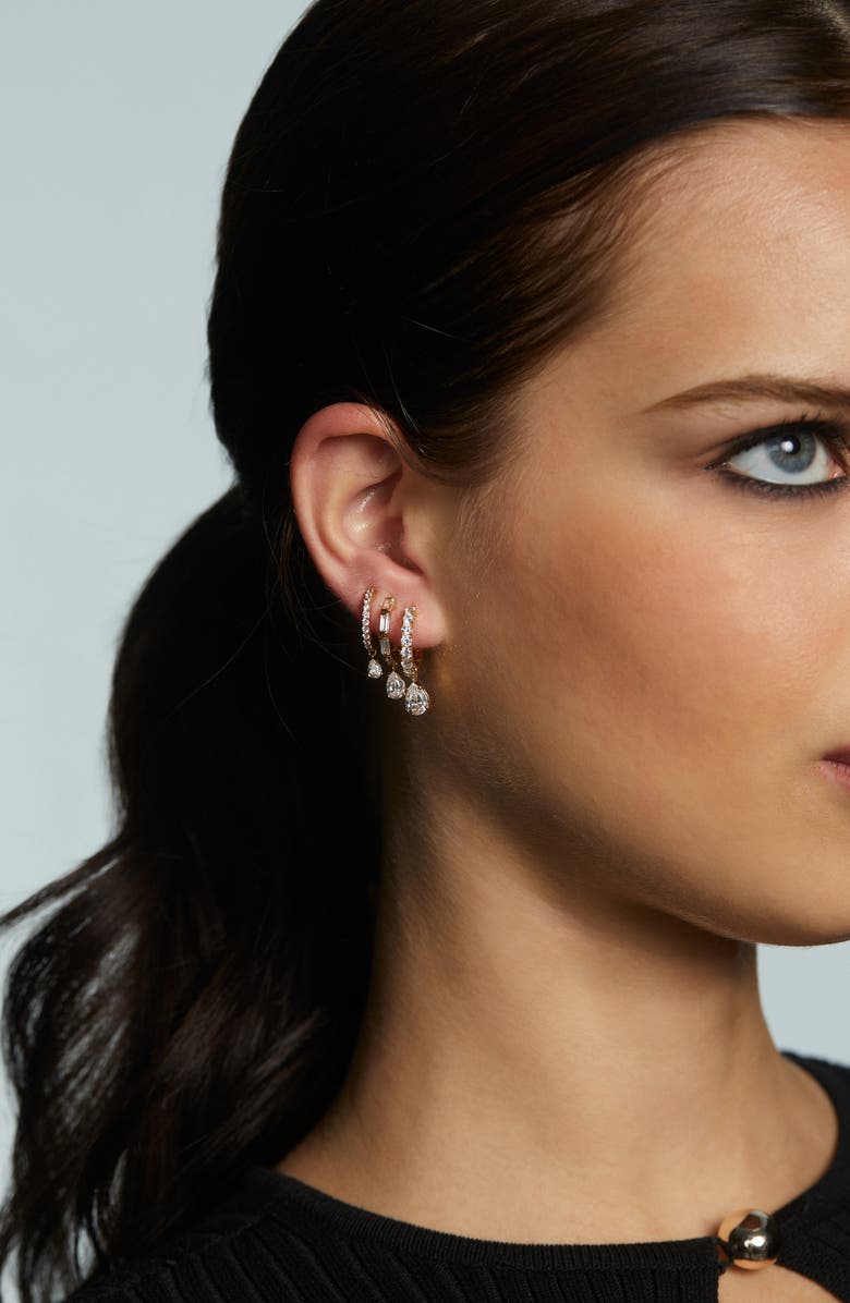 Nadri Triple Illusion Hoop Drop Earrings, Alternate, color,