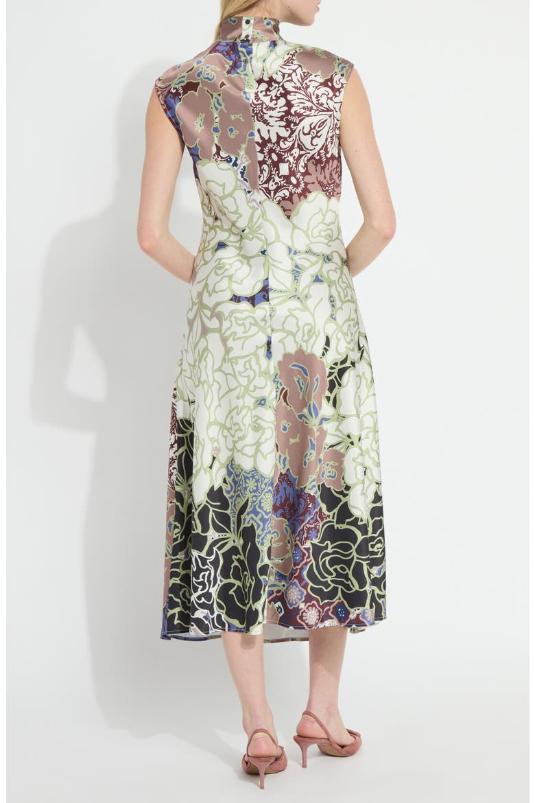 Flora Mock Neck Bias Cut Midi Dress, Alternate, color, ANTIQUE GARDEN