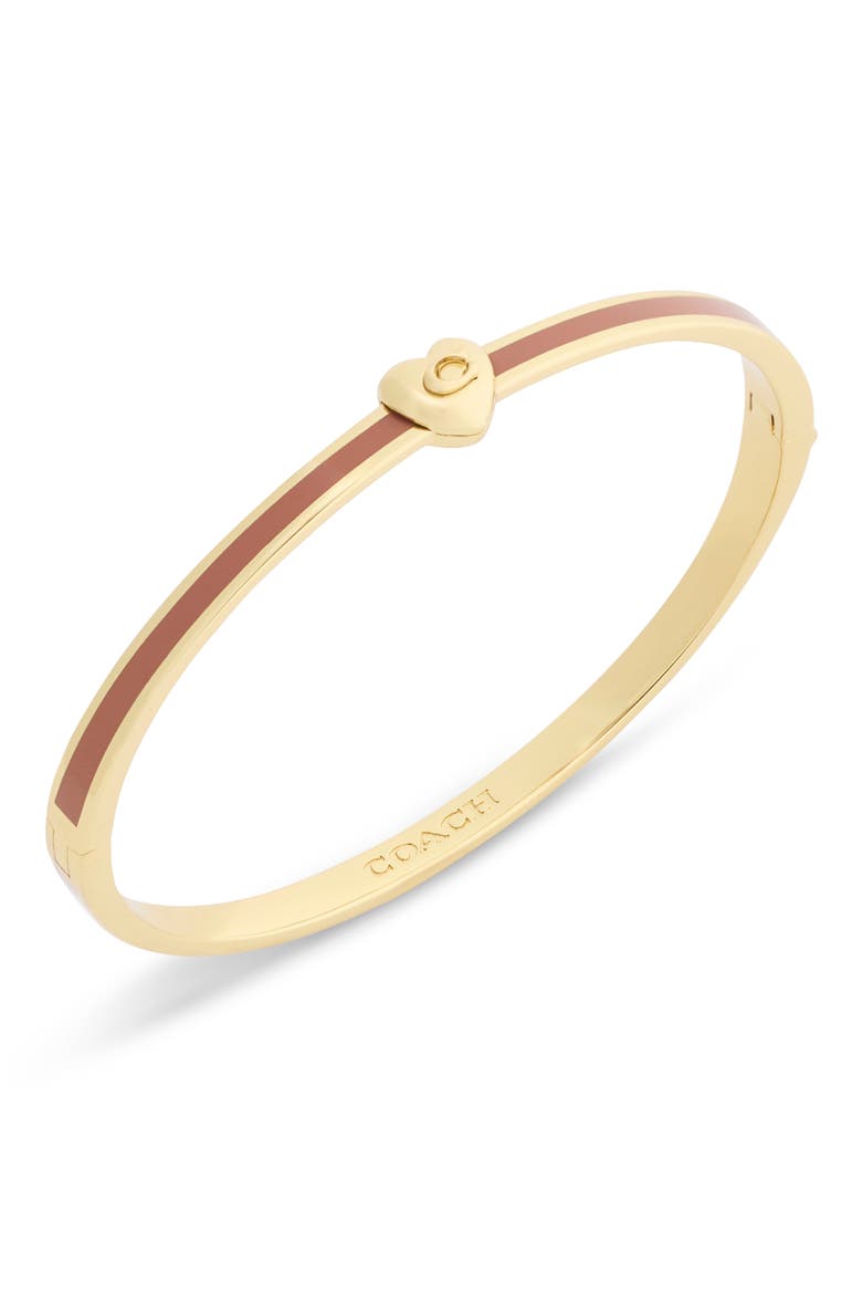 Heart Enamel Hinge Bangle, Main, color, BROWN/ GOLD