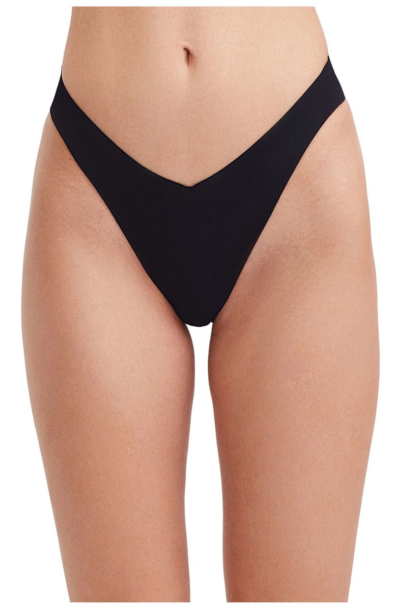 Au Naturel by Gottex Solid High Leg V cut bikini swim bottom, Main, color, 