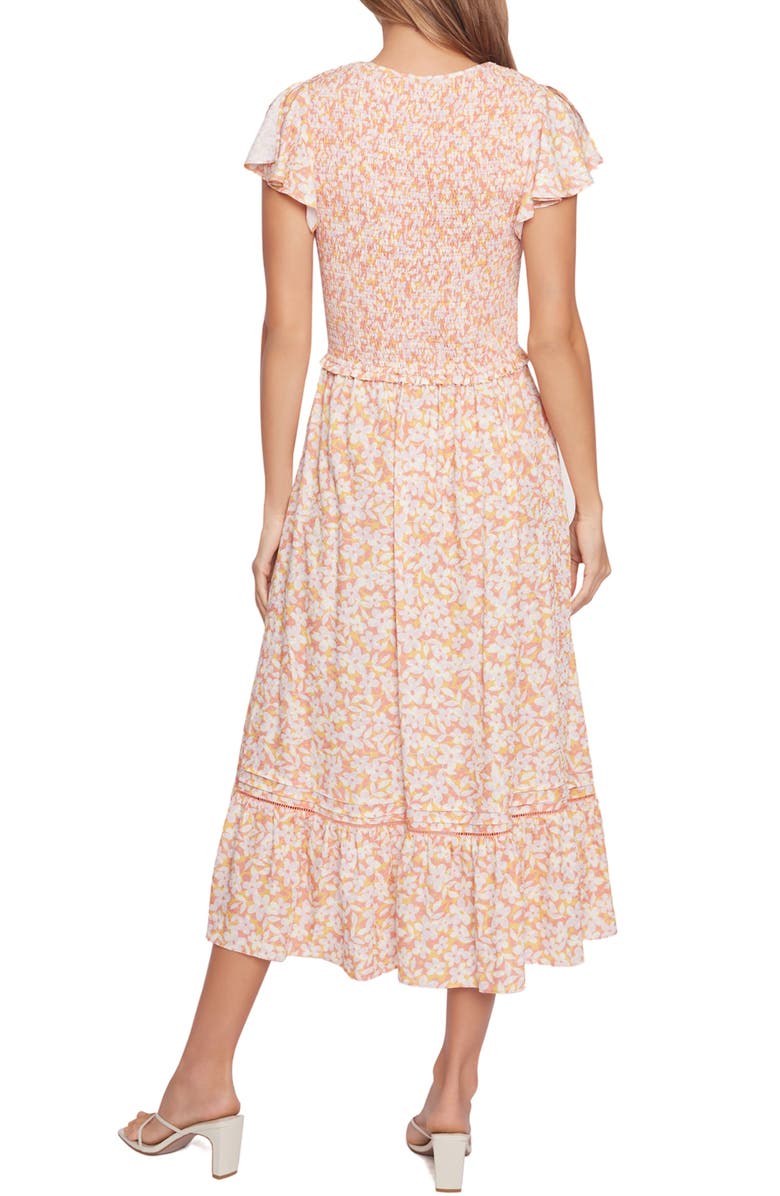 Lost + Wander Coastal Daisies Smocked Bodice Midi Dress, Alternate, color, 