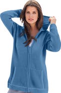 Roaman's Plus Size Waffle Knit Zip-Front Relaxed Hoodie