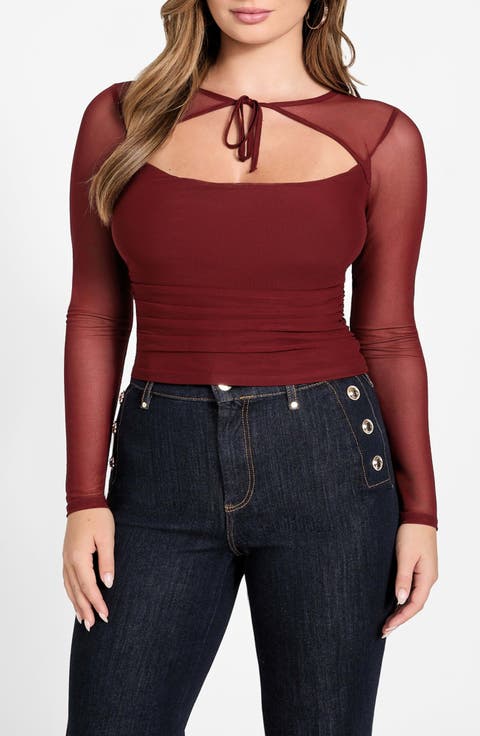 Lauryn Long Sleeve Mesh Crop Top