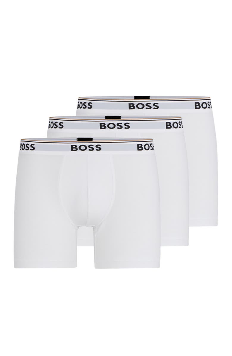 BOSS 3-Pack Power Stretch Cotton Boxer Briefs, Alternate, color, White