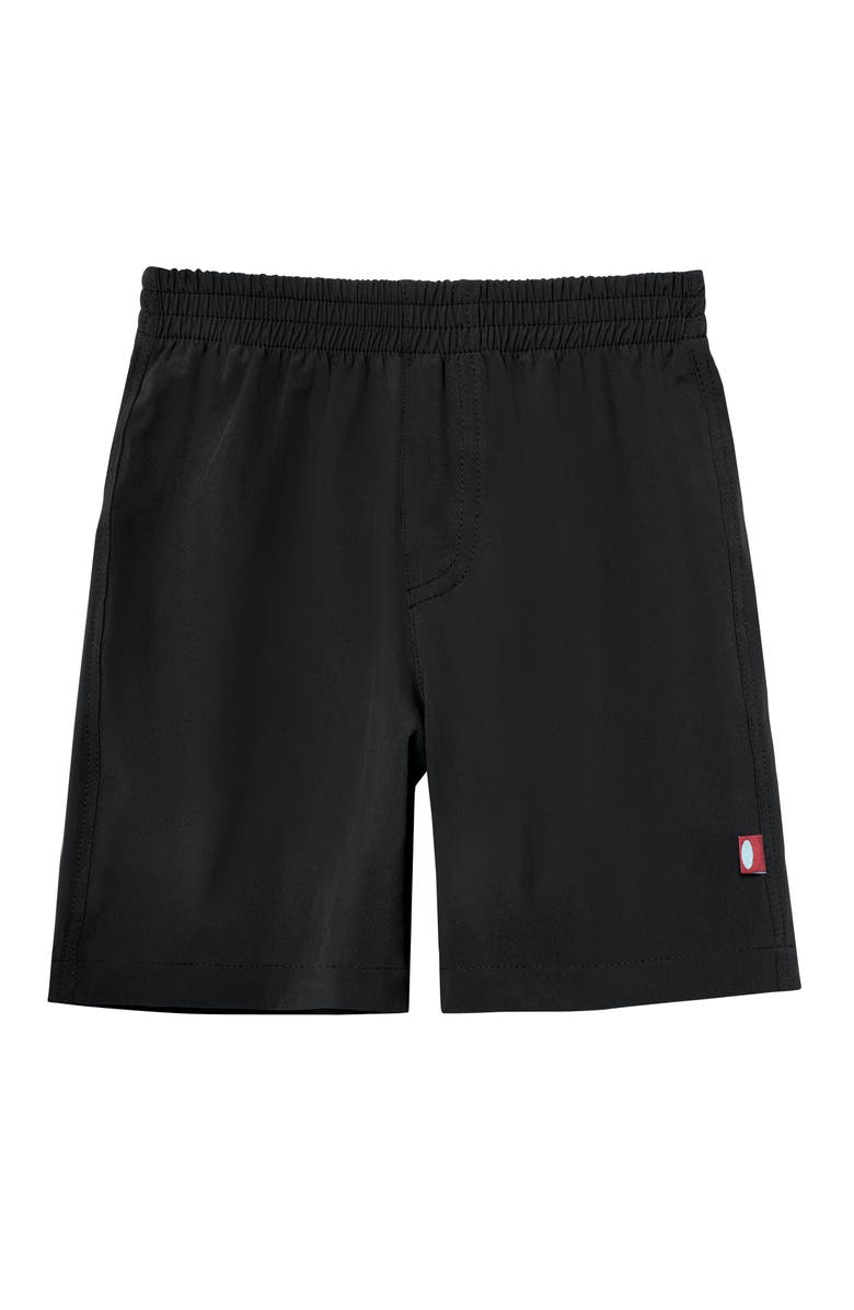 CITY THREADS Boys UPF 50+ Soft Stretch Club Above The Knee Swim Trunks, Main, color, Black