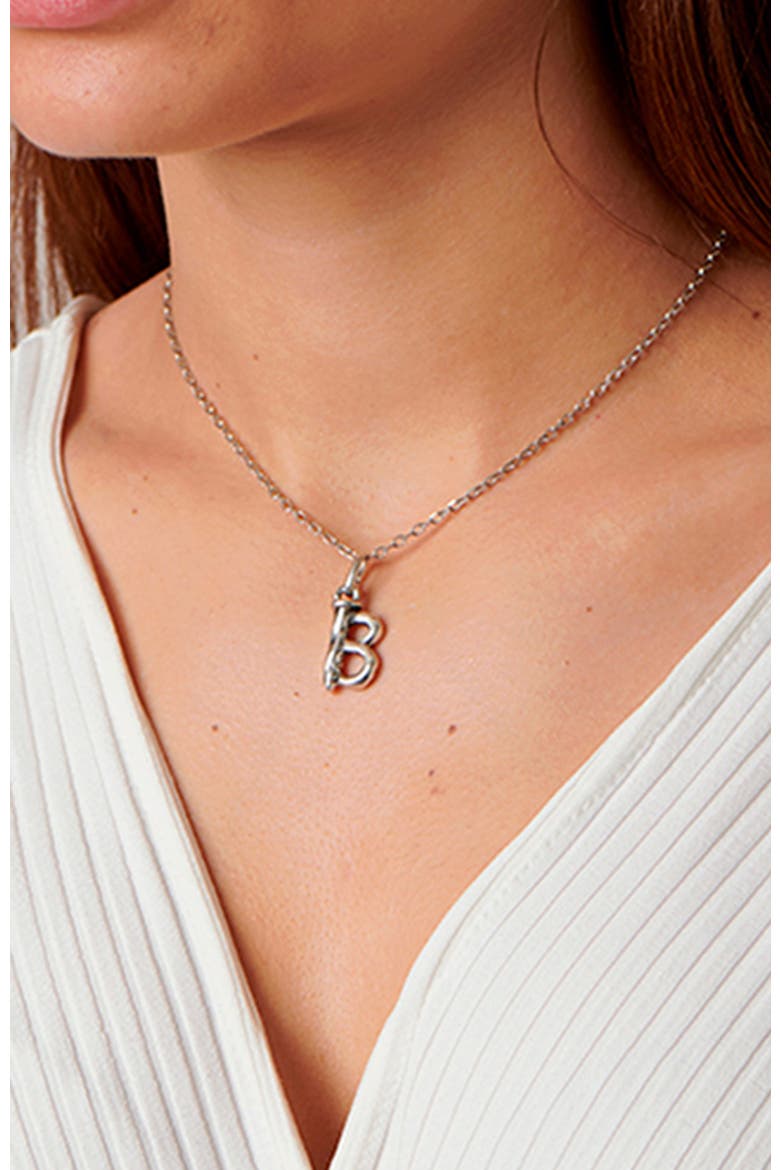 Sterling Silver-Plated Letter B Charm, Alternate, color, Silver