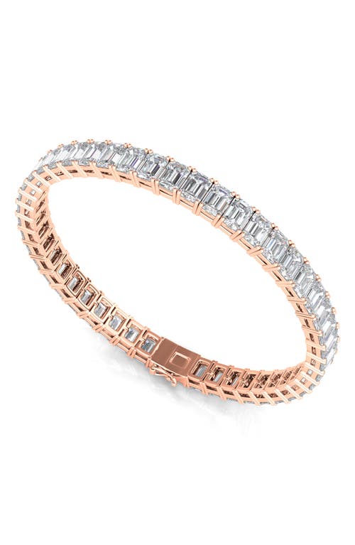 Hautecarat Emerald Cut Lab Created Diamond Tennis Bracelet In 18k Rose Gold