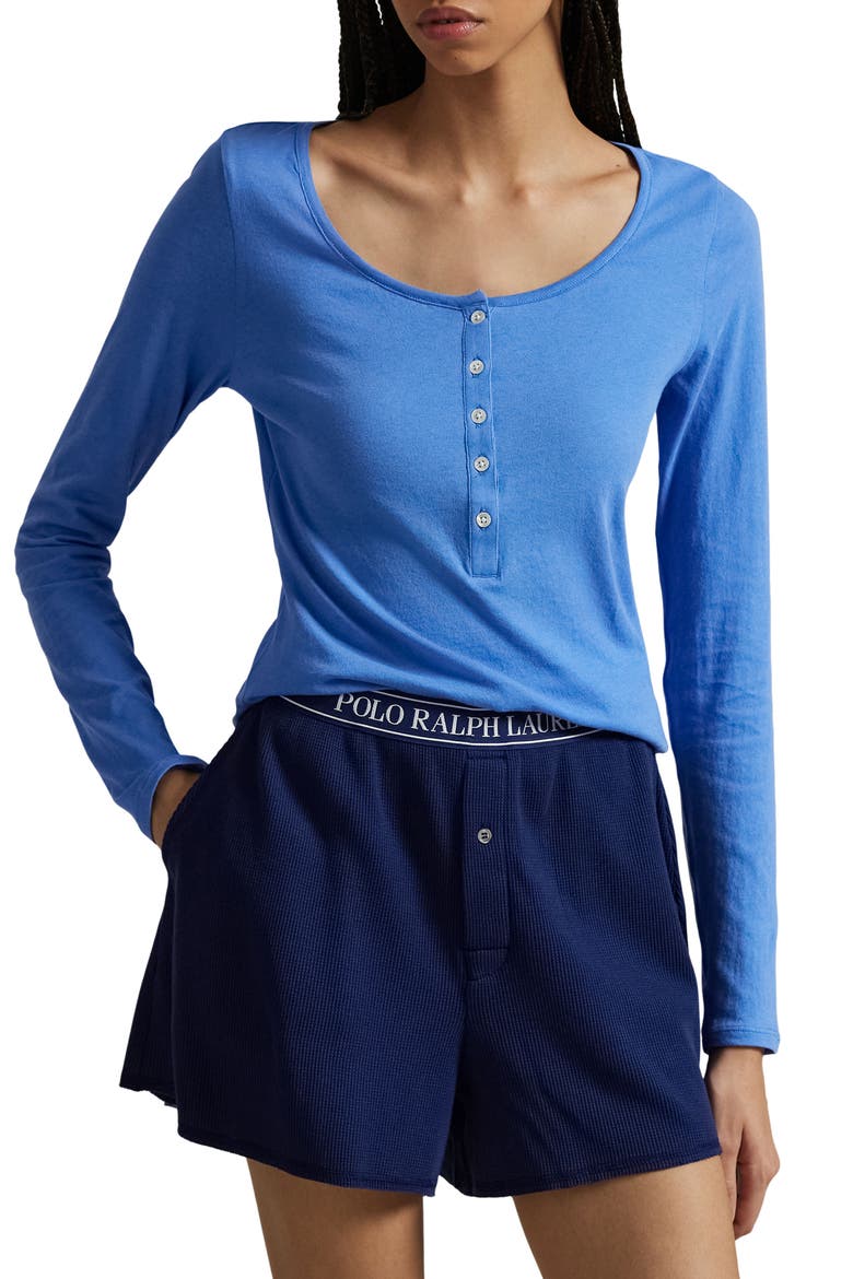 Long & Lean Cotton Jersey Lounge Henley, Main, color, CORNFLOWER