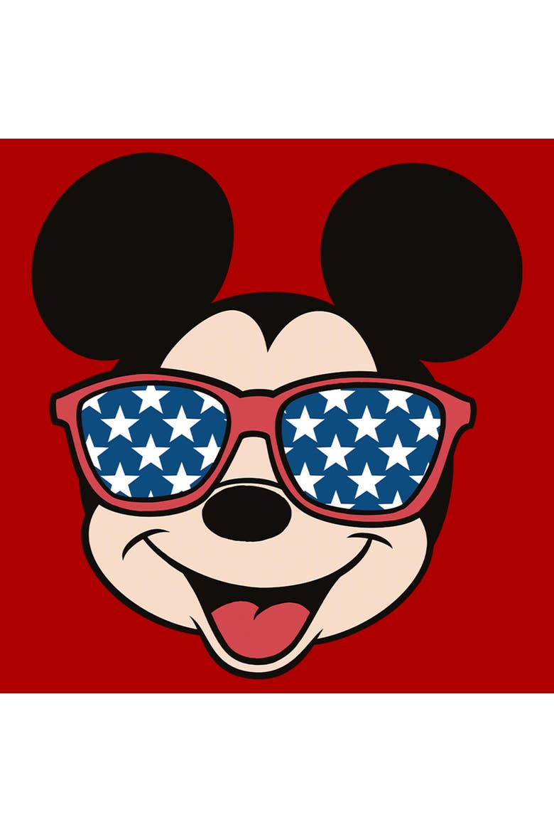 Mens Mickey & Friends Stars Sunglasses Mickey Face T Shirt, Alternate, color, Red