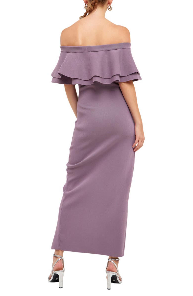 Endless Rose Off the Shoulder Ruffle Maxi Sweater Dress, Alternate, color, Dusty Lavender