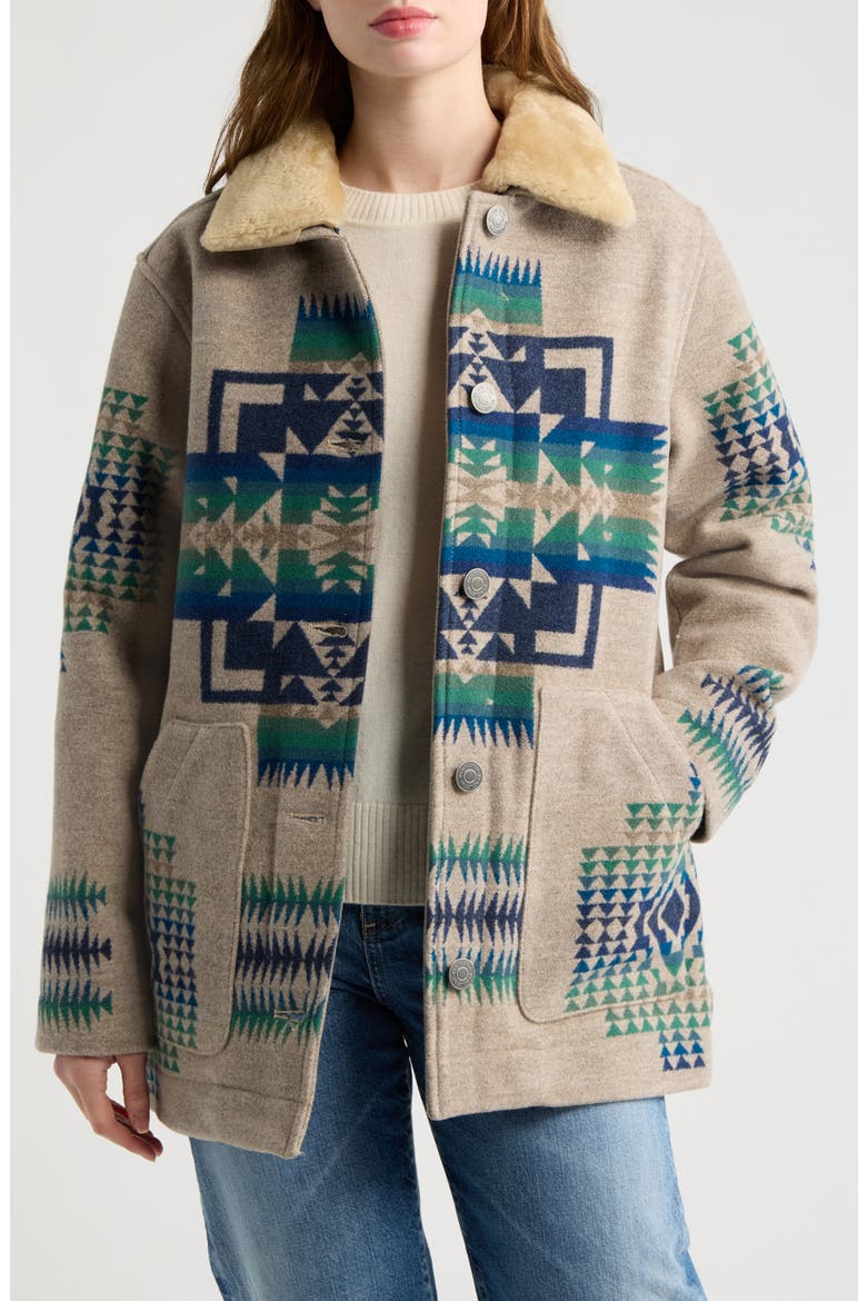 Brownsville Wool Coat with Genuine Shearling Collar, Main, color, CHIEF JOSEPH TAN