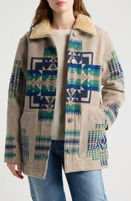 Pendleton Brownsville Wool Coat with Genuine Shearling Collar